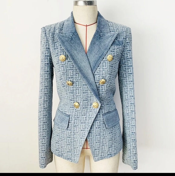 annas Reflection Luxury Jackets & Blazers - ❤NWT Double Breasted Jacquard Denim fully lined Blazer XL